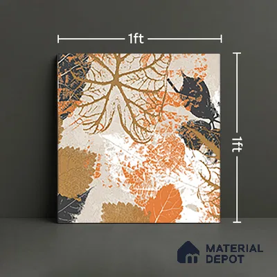 Floral Wall Tile TL 07248 B Plana 8002 GLM (Gold) 1 ft x 1 ft Ceramic Matte Finish - 9 mm  | 2 mm Spacer is Mandatory | Please Expect a Slight Variation of Pattern (Sample)